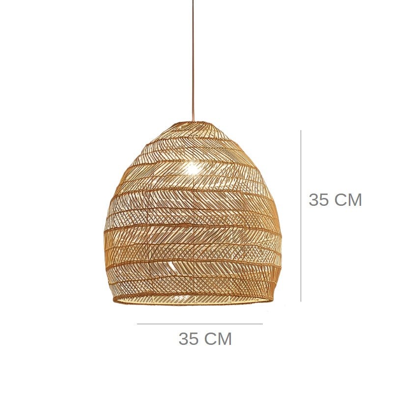 Japandi-Style Handmade Rattan Pendant Lamp