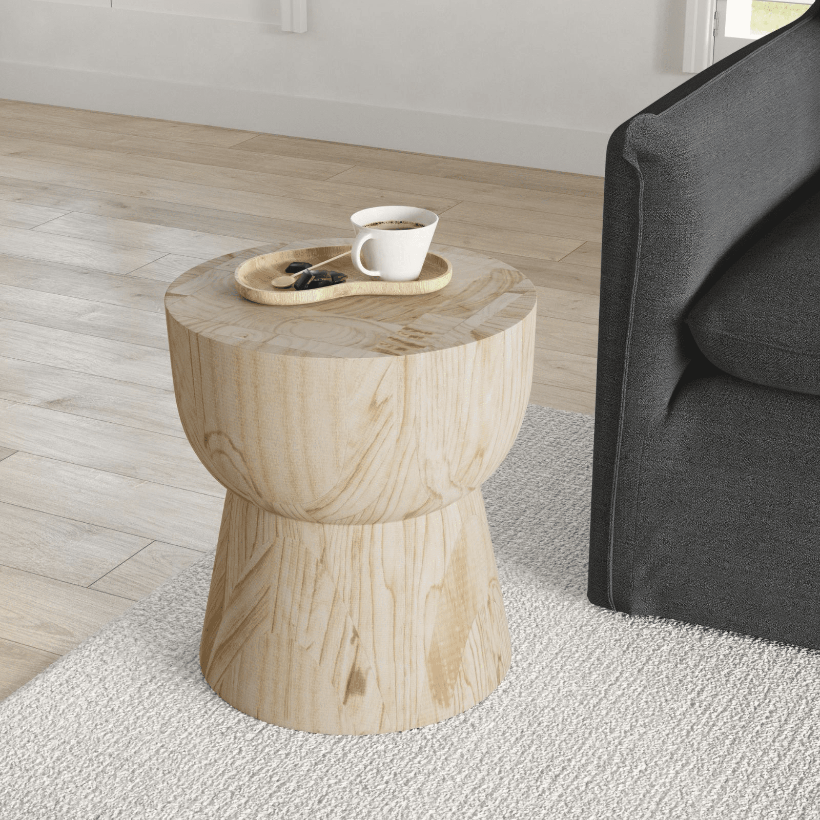 Nature's Embrace: Solid Wood Round Stool (Wabi-Sabi Inspired, Organic Texture)