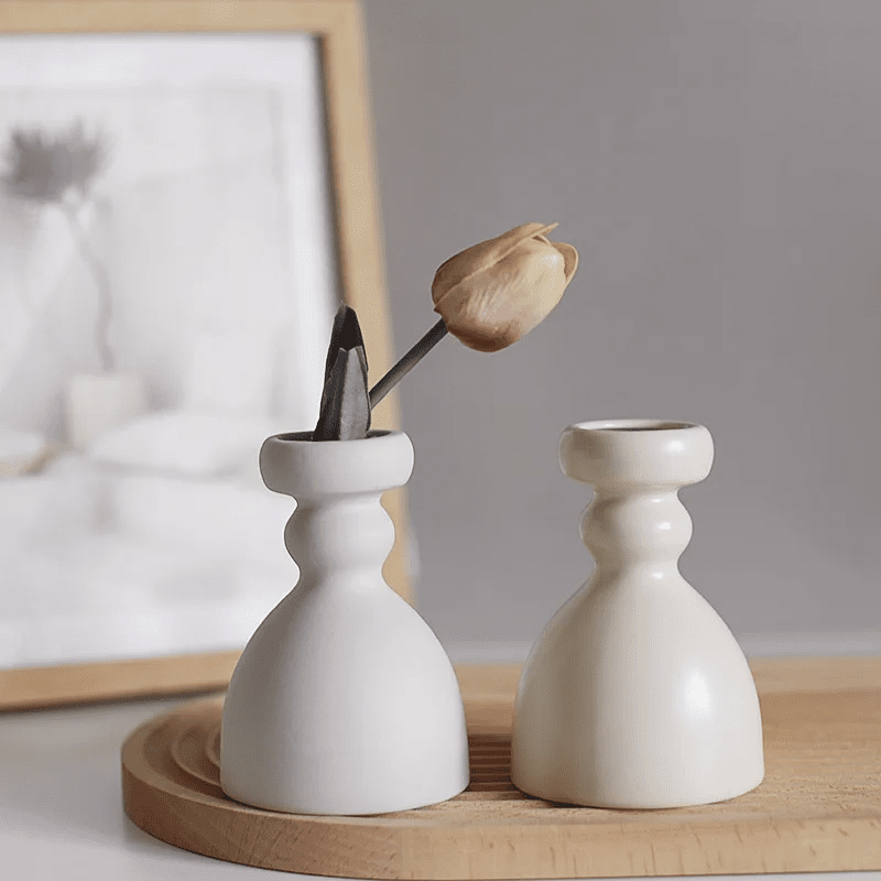 Nature's Embrace: Ceramic Candle & Vase for Japandi Harmony