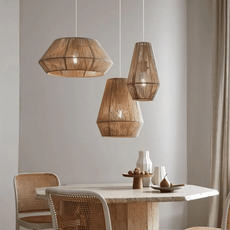 Elegant Chinese-Style Hand-Woven Rattan Pendant Light