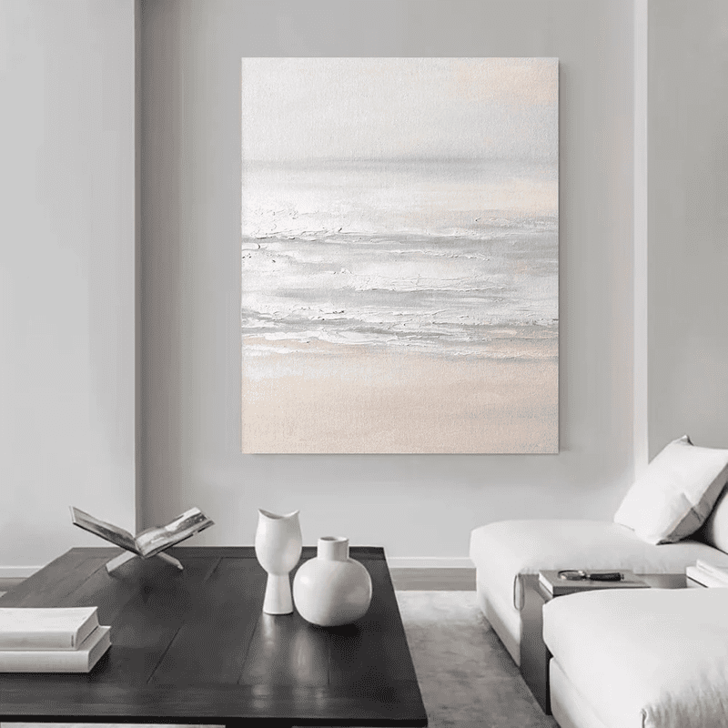 Modern Minimalism: Abstract Seascape Art (Neutral Tones, Textured)