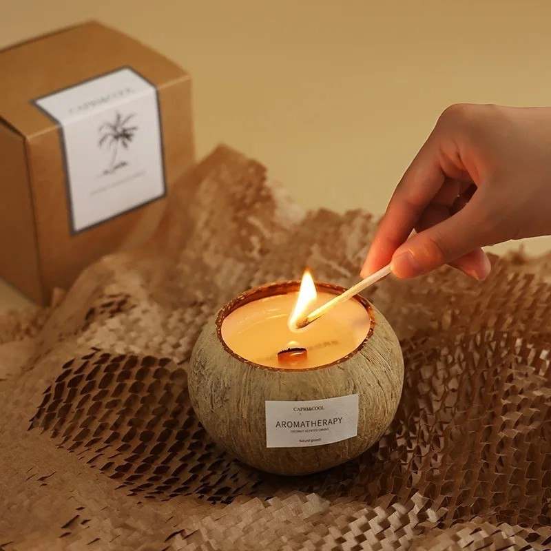 Coconut Shell Candle: Aromatherapy Gift Box