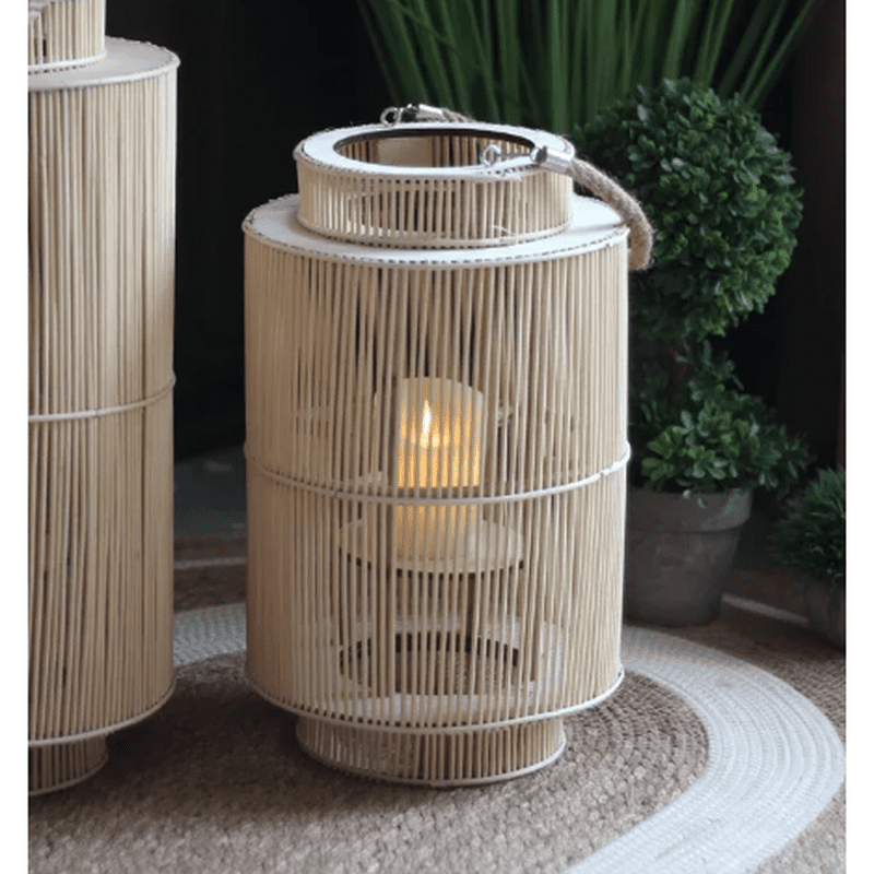 Beige Handmade Japandi Woven Wind Lamp - Candlestick for Home and Hotel Decor