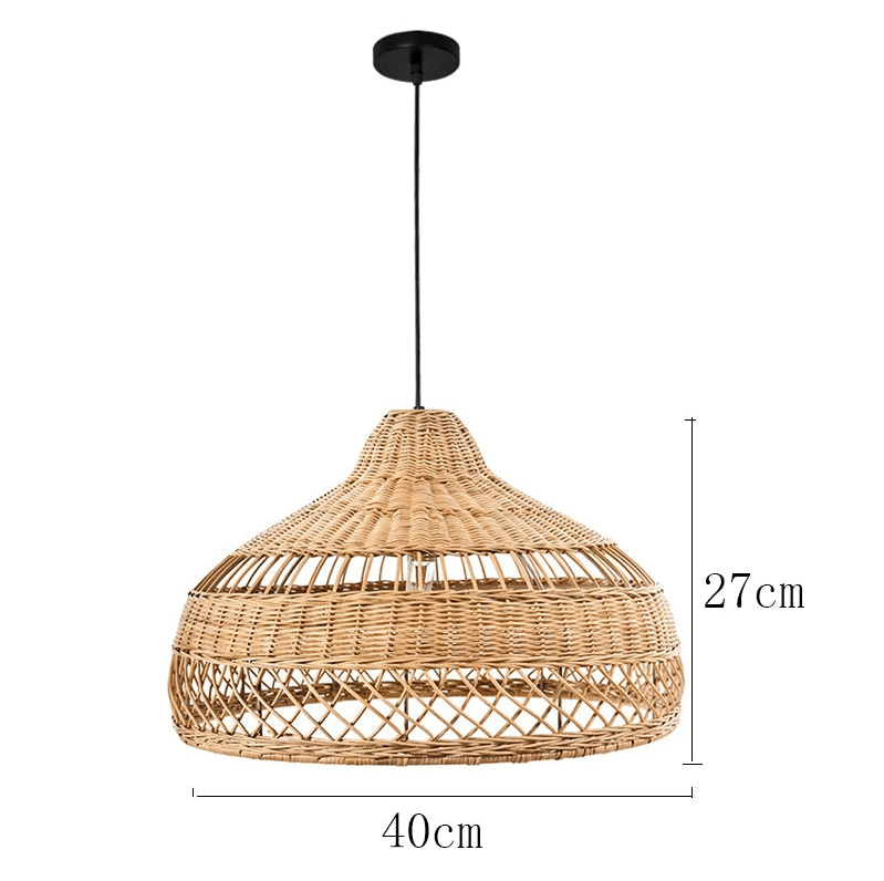 Beige Japandi Style Rattan Pendant Lights - Handmade Hanging Lamp