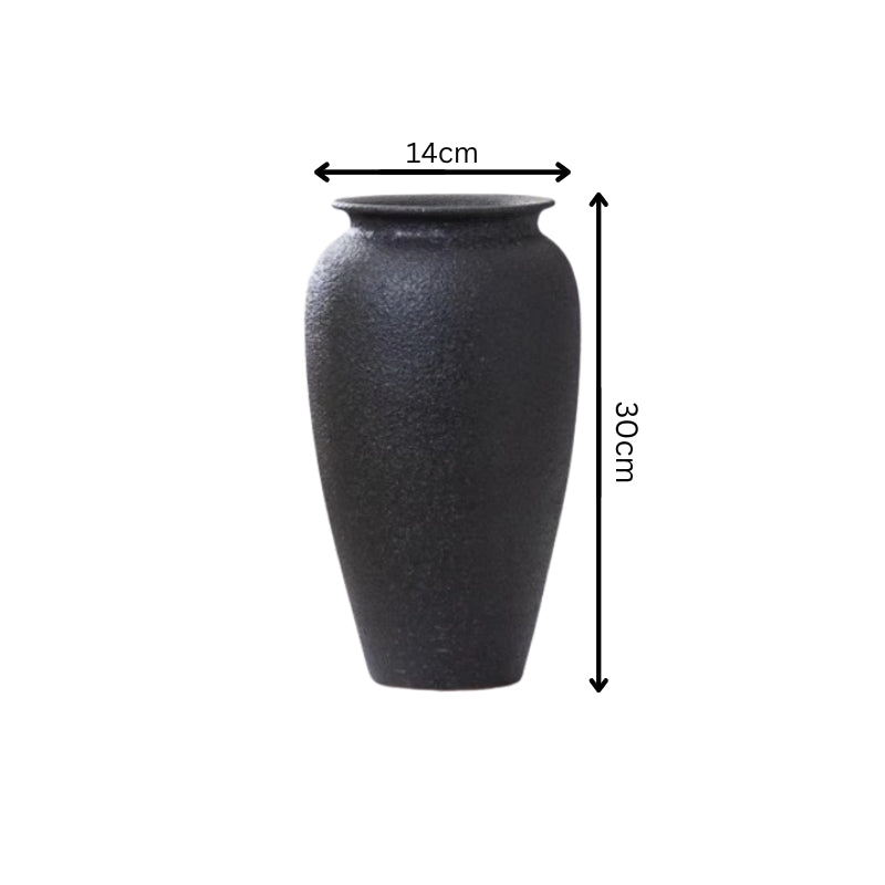 Striking Dried Flower Display: Black Frosted Ceramic Vase (Living Room)