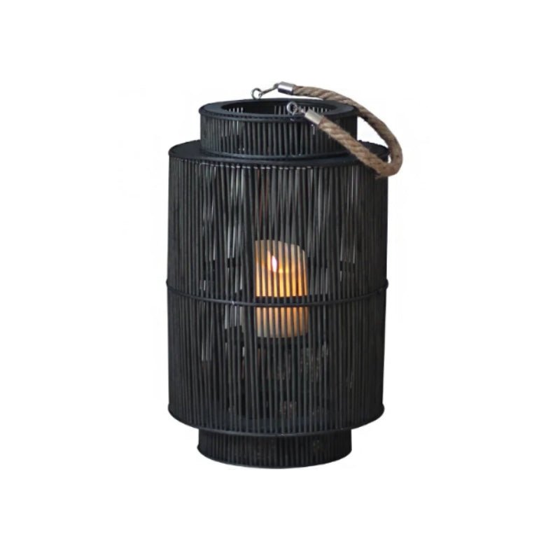 Black Handmade Japandi Woven Wind Lamp - Candlestick for Home and Hotel Decor