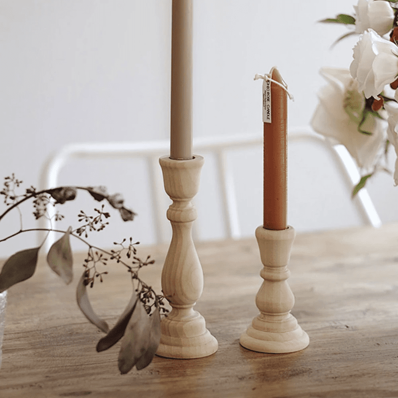 Japandi Craft: Classic & Natural Wood Candle Holders