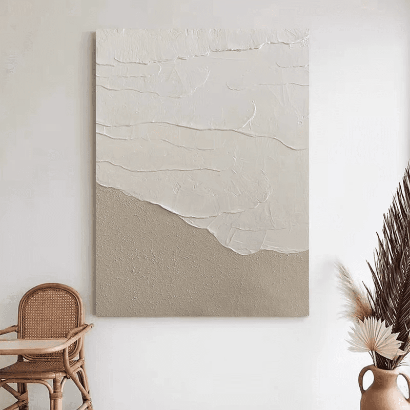 Modern Minimalism: Textured Acrylic Art (Unframed, White Abstract)