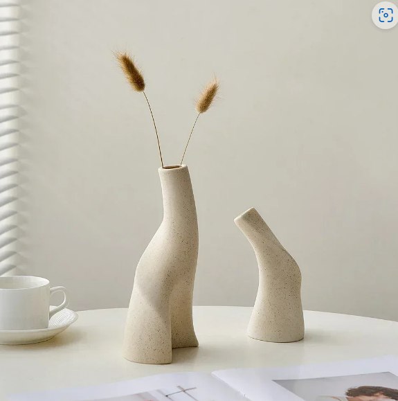 Contemporary Handmade Ceramic Frosted Vase: Unique Desktop Hydroponics Decor