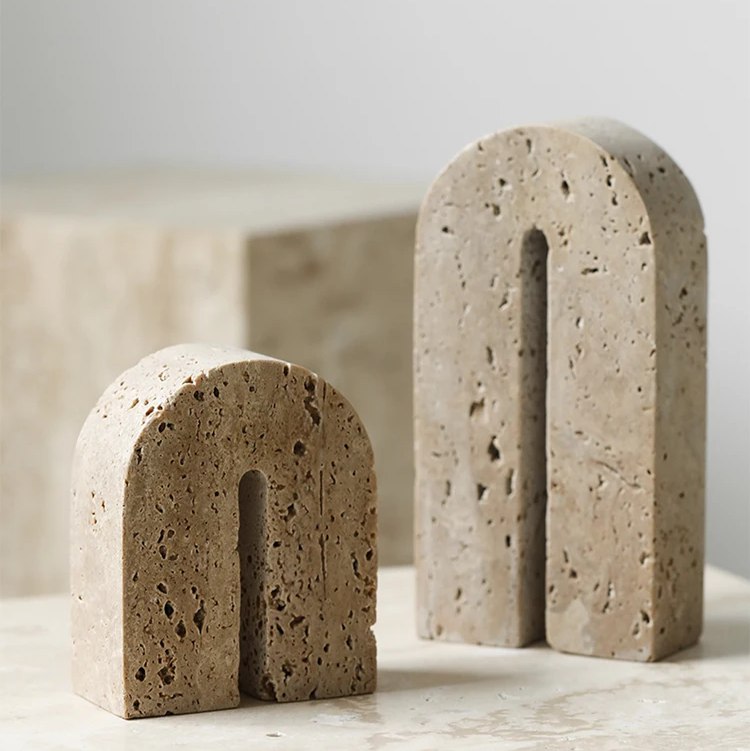 Wabi-Sabi Charm: Travertine Bookends