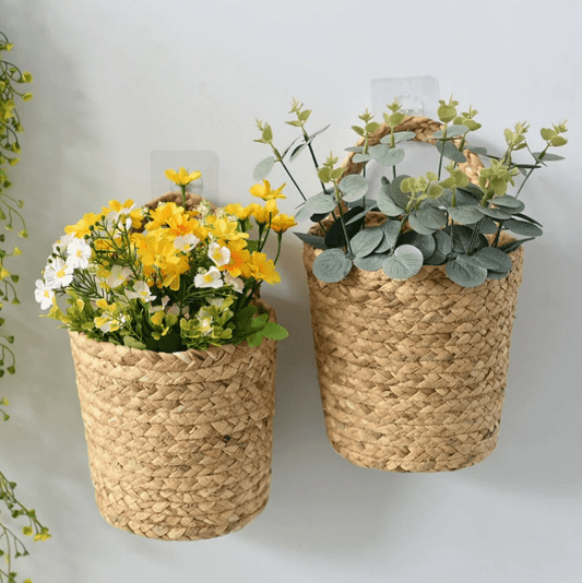 Japandi Organizer: Handwoven Rattan Basket for Plants & Storage