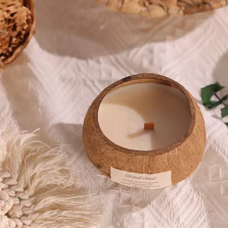 White Tea Scented Coconut Shell Candle