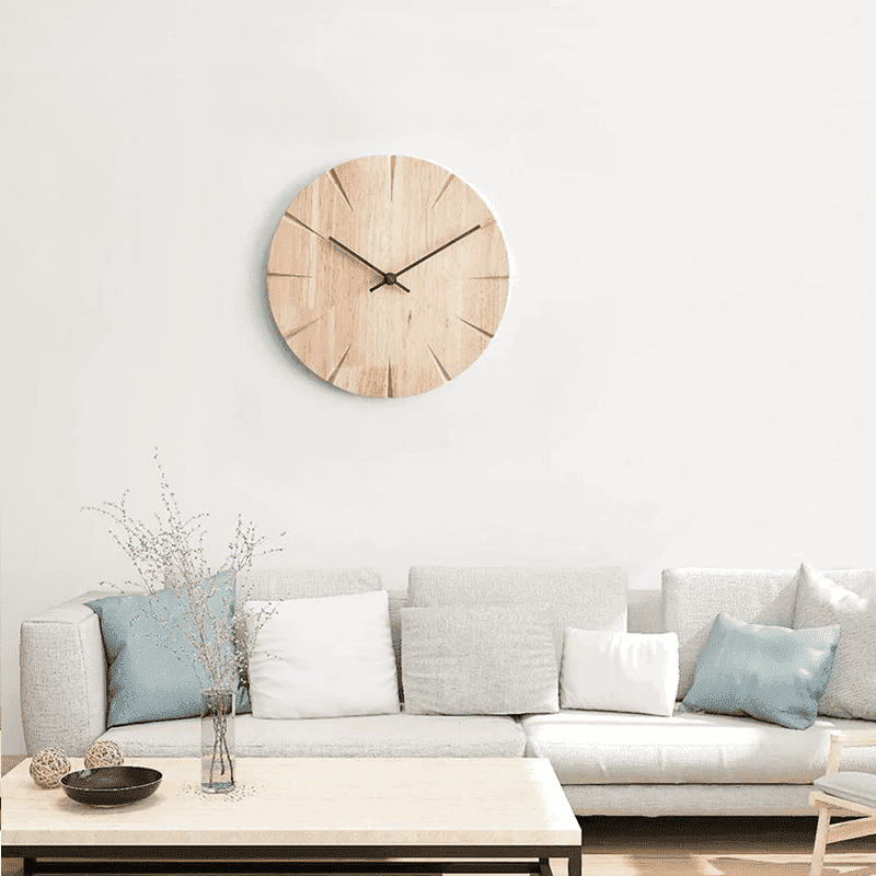 Elegant Solid Wood Wall Clock – Minimalist Living Room Wall Hanging Clock