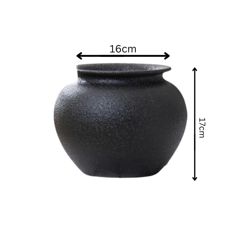 Striking Dried Flower Display: Black Frosted Ceramic Vase (Living Room)