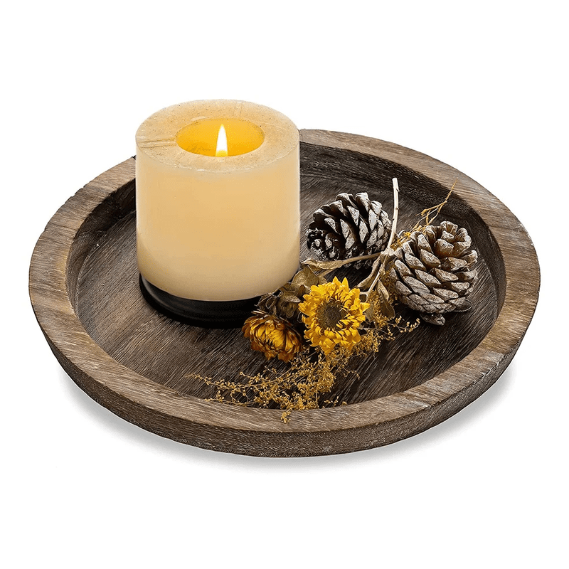 Farmhouse Rustic Wooden Candle Tray - Home Decor & Table Organizer