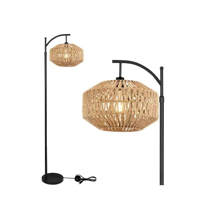 Mediterranean Boho Rattan Floor Lamp