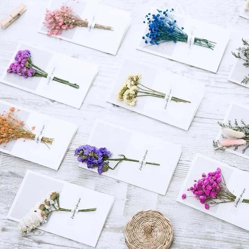 Pack of 5 Dried Flowers Greeting Cards with Envelopes