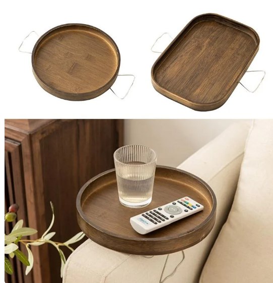 Wooden Foldable Couch Arm Tray