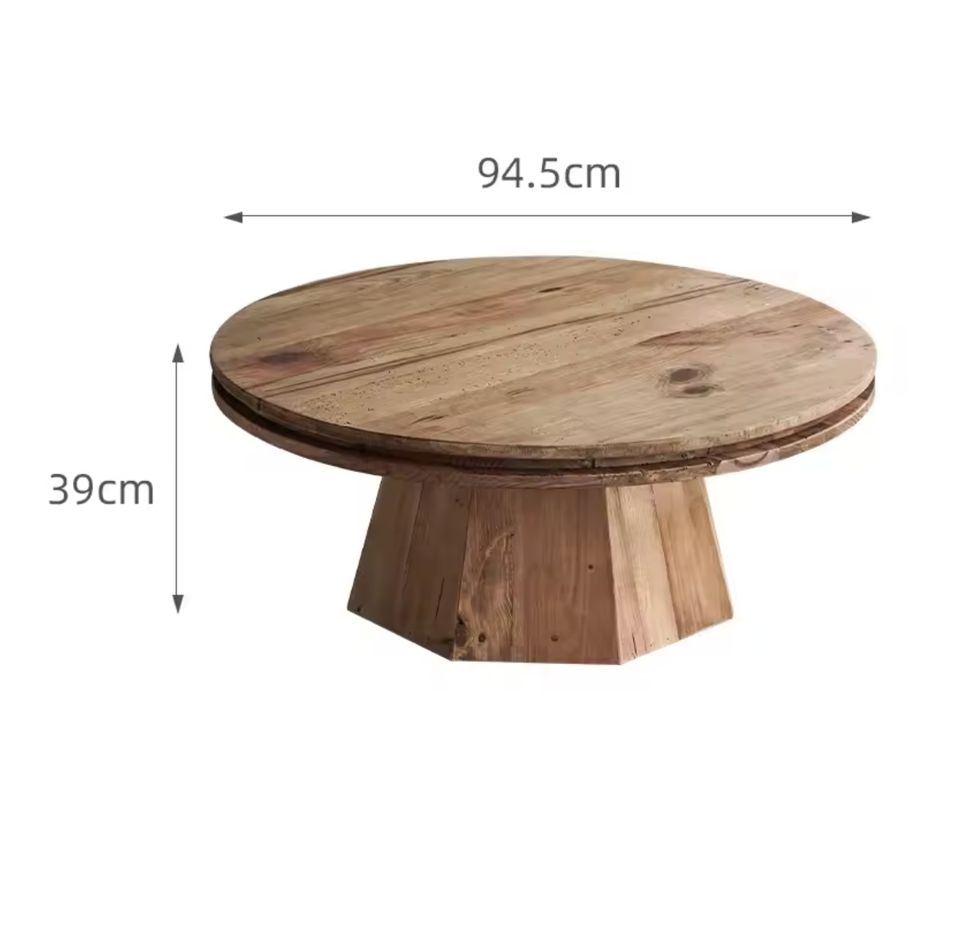 French Vintage Wooden Round Coffee Table