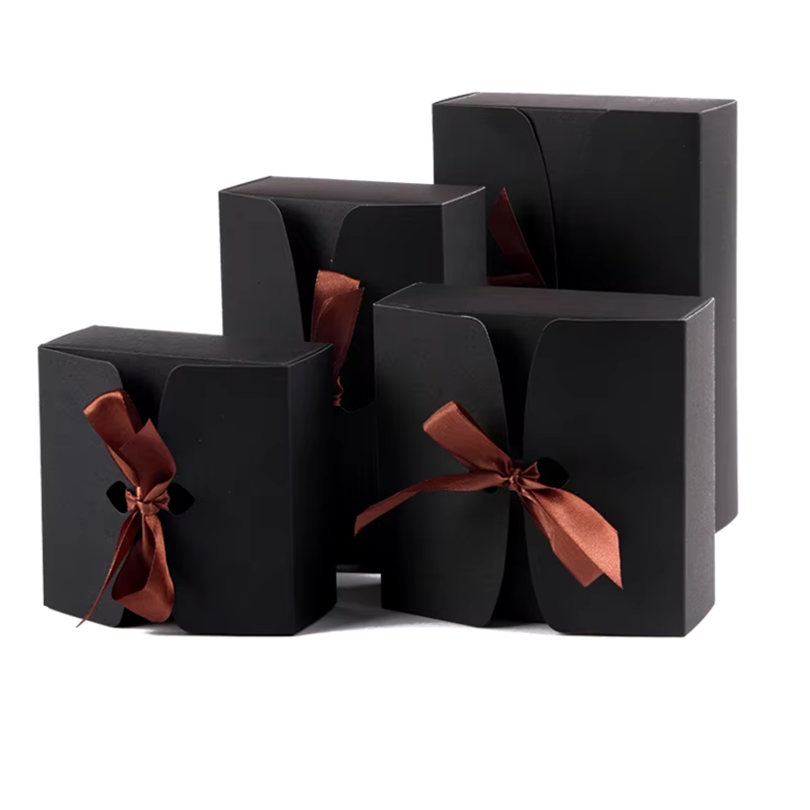 Kraft Paper Gift Boxes with Ribbon - Set of 10