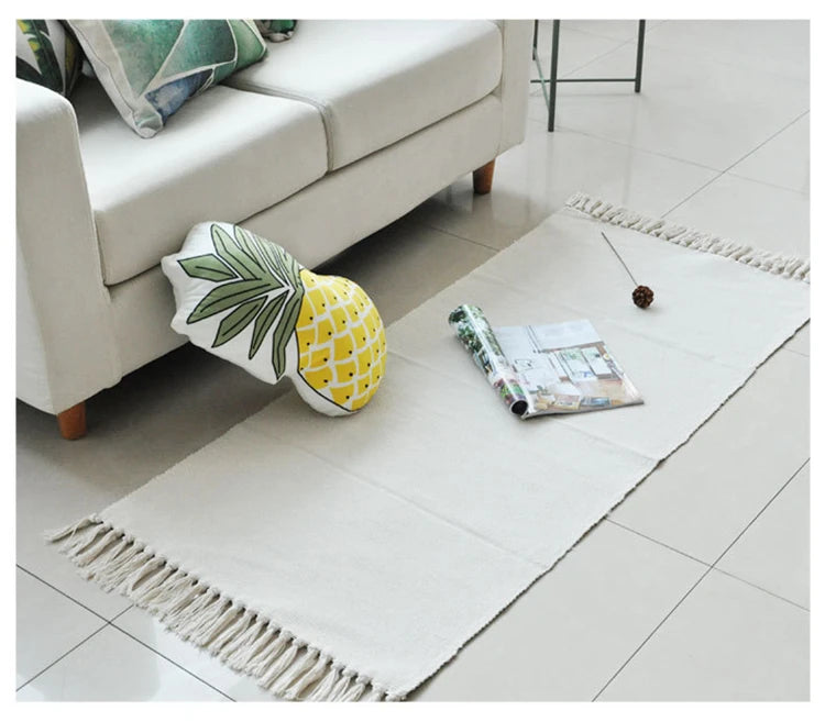 White Knitted Cloth Fabric Floor Rugs for Living Room and Bedroom