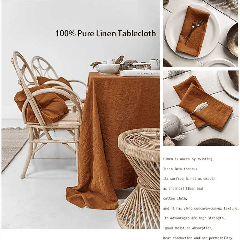 Premium Linen Tablecloth: Natural Fabric Dining Room Decor