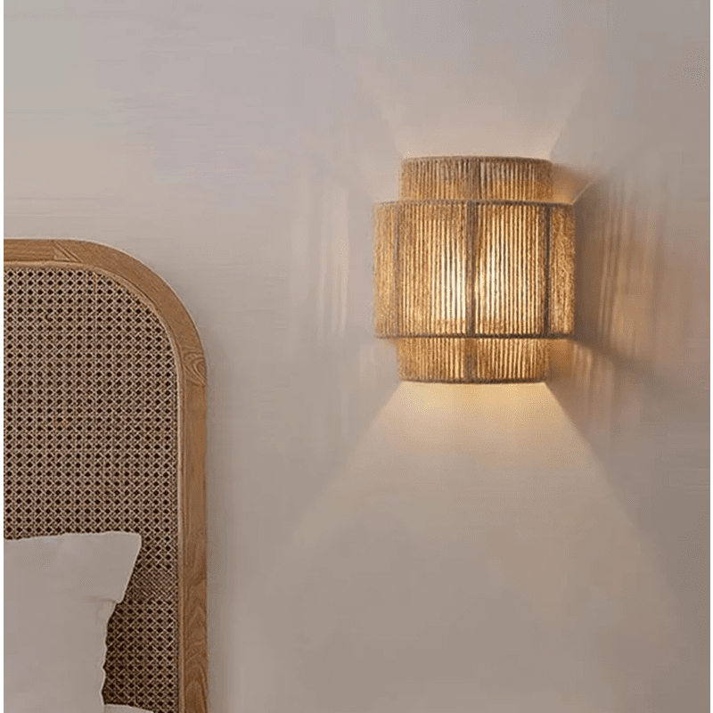 Hemp Rope Wall Lamp for Bedroom, Dining Room, and Living Room Decor