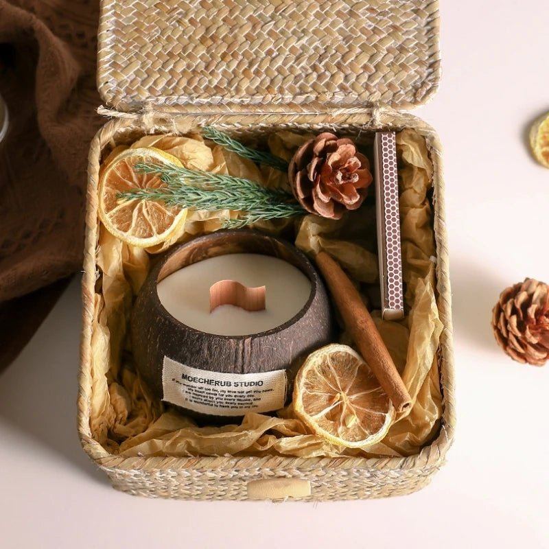 Handmade Coconut Shell Scented Candle Gift Box