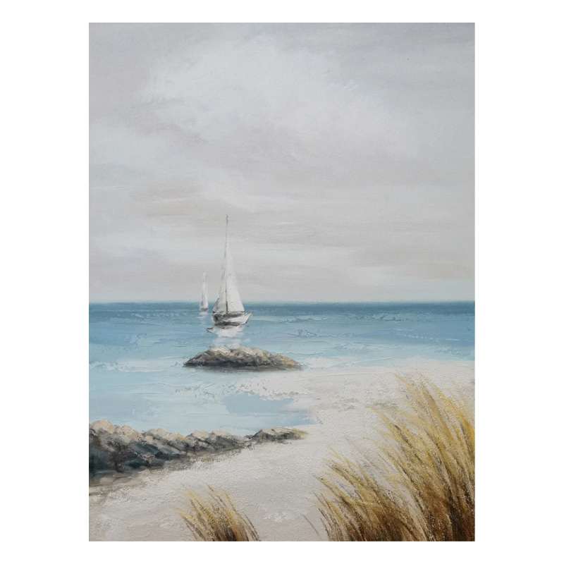 Handmade Seascape Oil Painting - Abstract Sailing Boat