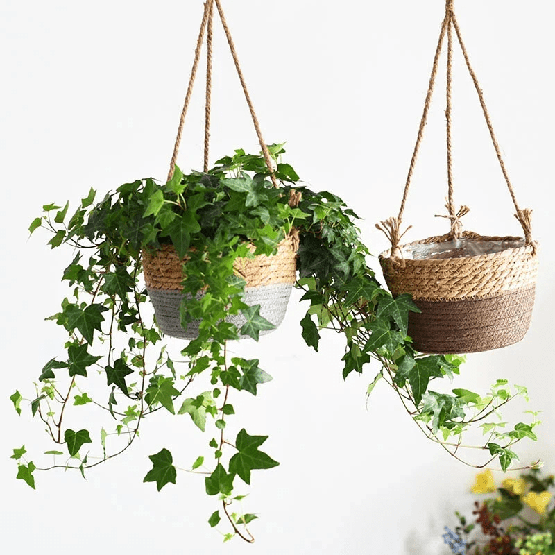 Handmade Rattan Woven Hanging Planter for Home Decor