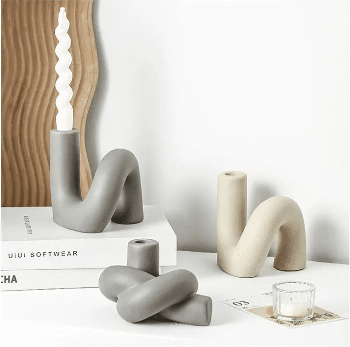 Japandi Ceramic Candlestick Set for a Minimalist Christmas