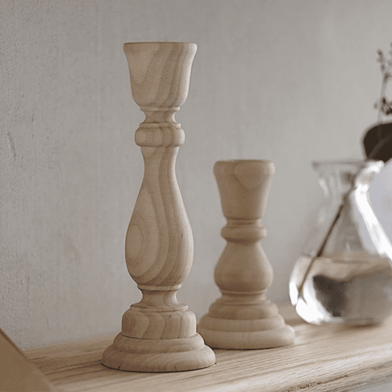 Japandi Craft: Classic & Natural Wood Candle Holders