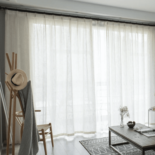 Japandi Linen Sheer Curtain - Thick Tulle for Bedroom & Balcony