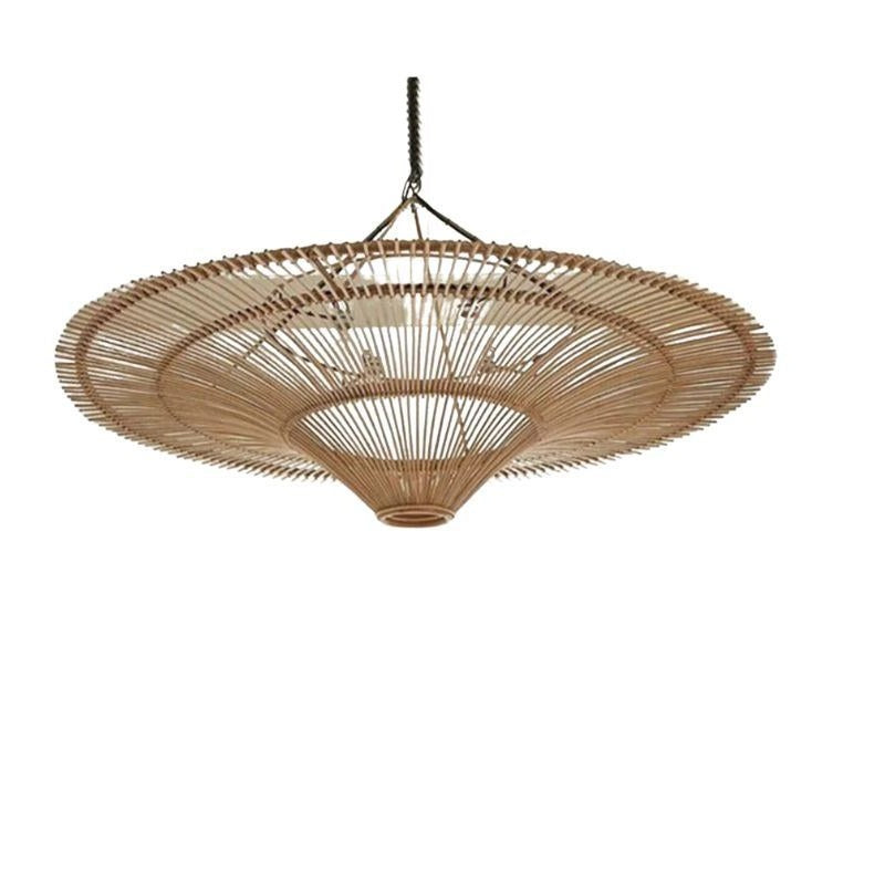 Japanese Rattan Wabi Sabi Pendant Light - Straw Hat Chandelier