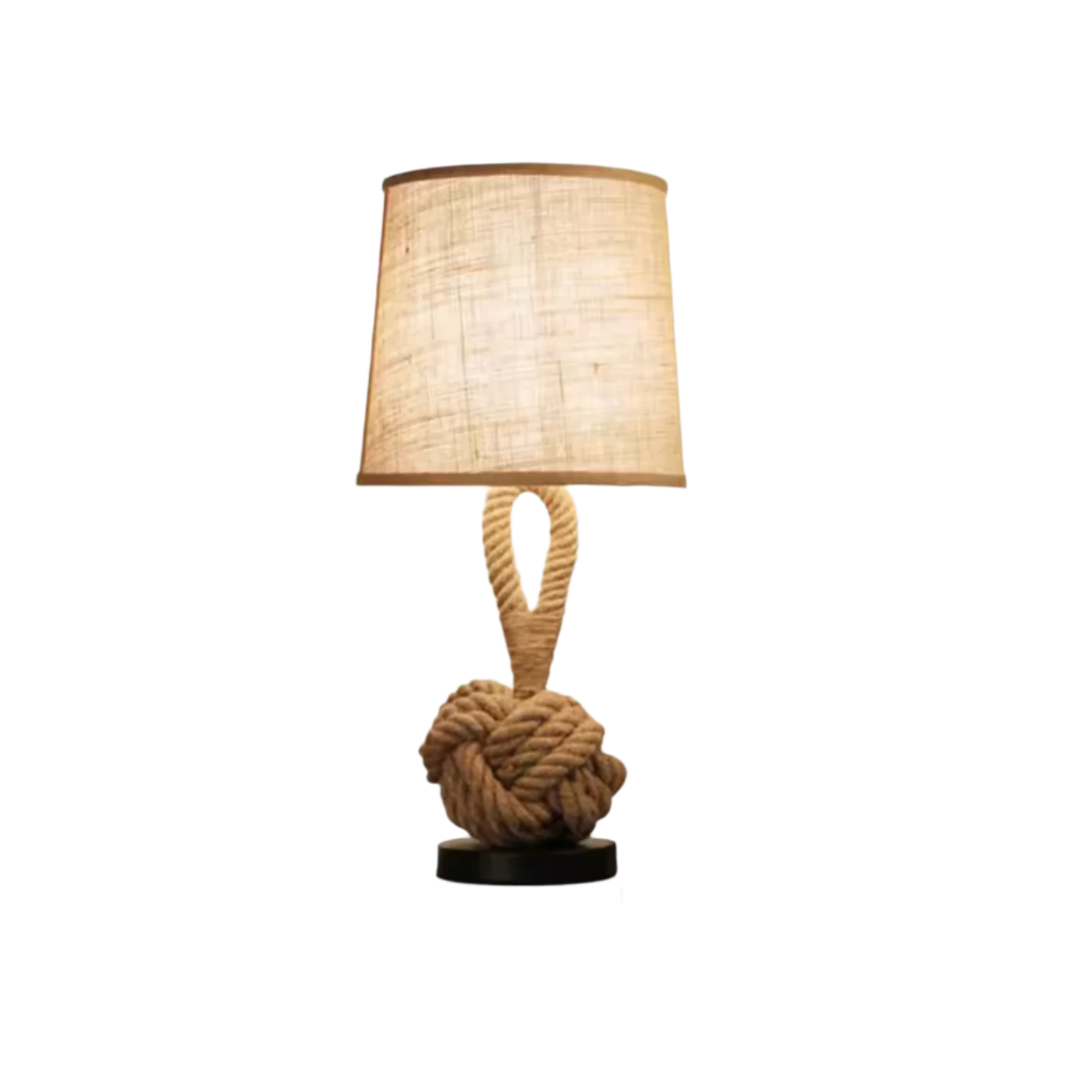 Modern Wicker Table Lamp with Fabric Shade for Living Room