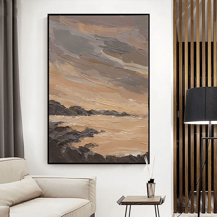 Japandi Dimension: Textured Abstract Canvas in Warm Neutrals