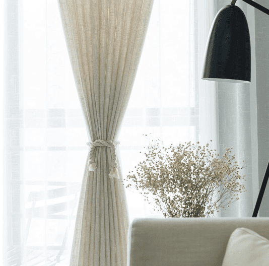 Japandi Linen Sheer Curtain - Thick Tulle for Bedroom & Balcony