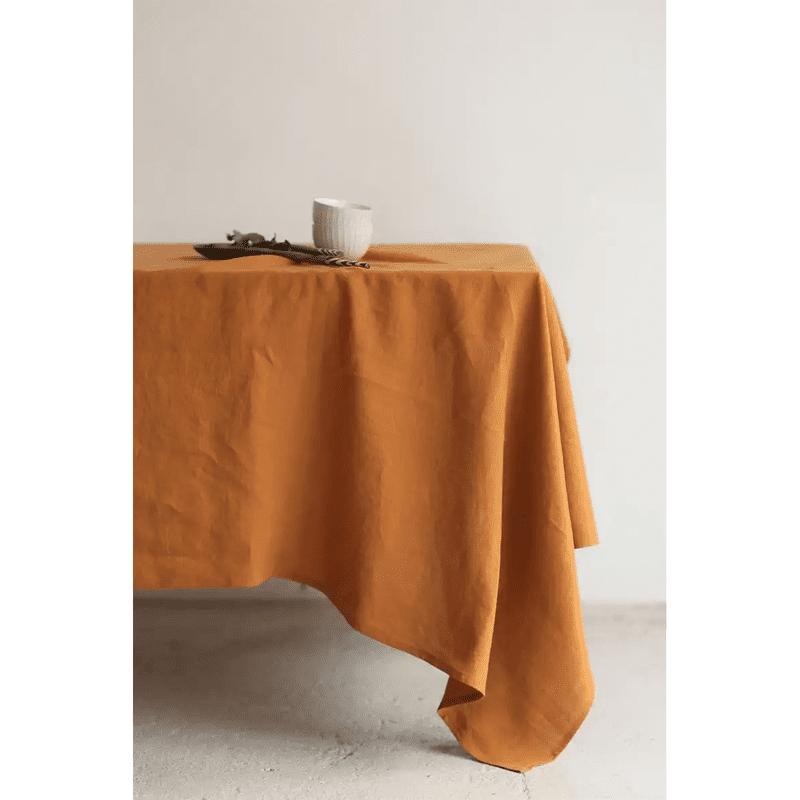 Premium Linen Tablecloth: Natural Fabric Dining Room Decor