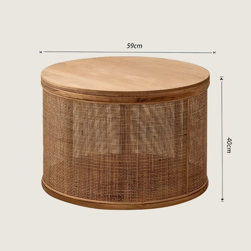 Woven Rattan Center Table: Versatile Living Room Furniture with Storage