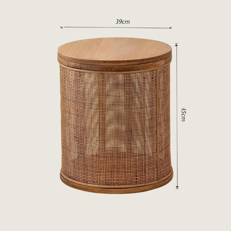 Woven Rattan Center Table: Versatile Living Room Furniture with Storage