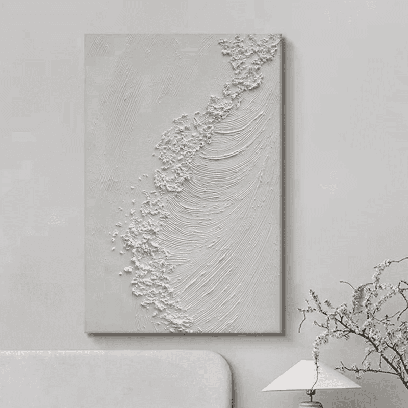 Modern Minimalism: Textured Acrylic Art (Unframed, White Abstract)