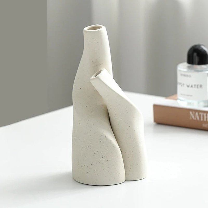 Contemporary Handmade Ceramic Frosted Vase: Unique Desktop Hydroponics Decor