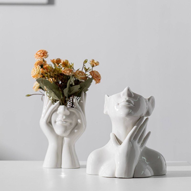 Circular Hollow Ceramic Vase for Nordic Home Decor and Gifts