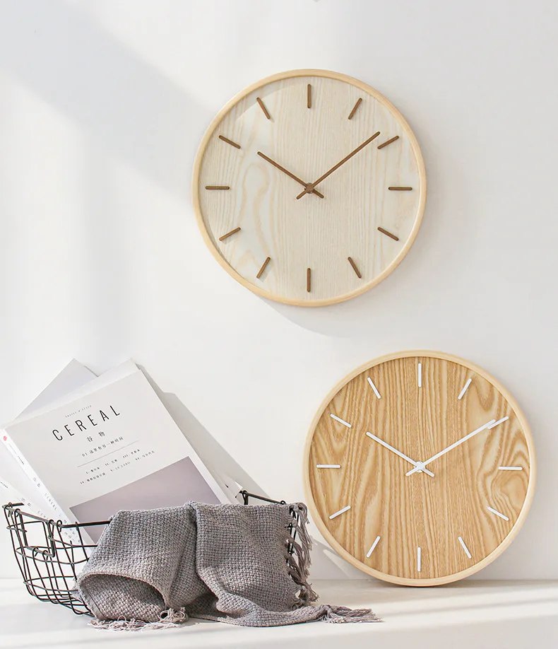 Modern Quartz Wall Clock -Silent Wooden Design for Home