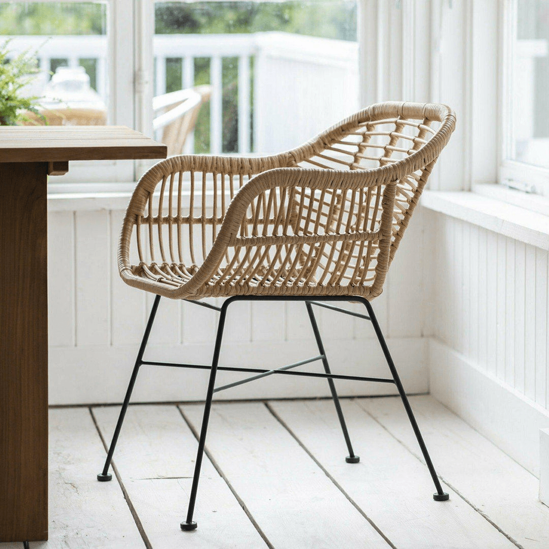 Japandi Dining Comfort: Rattan Armchairs (Natural Texture, Indoor/Outdoor)