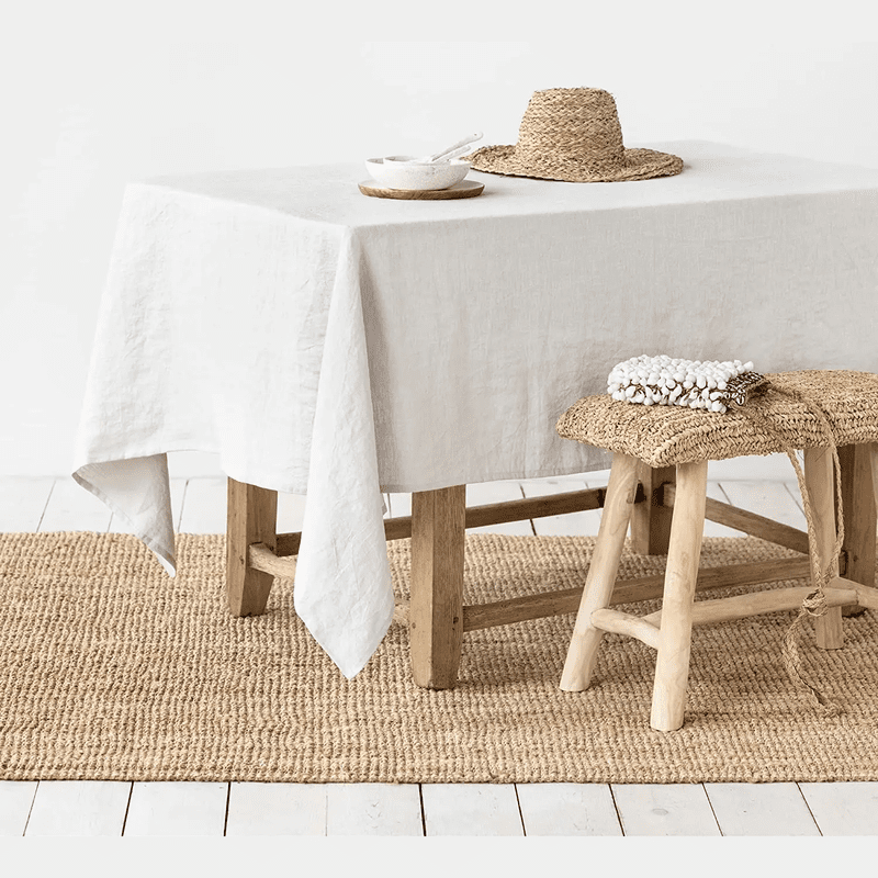 Premium Linen Tablecloth: Natural Fabric Dining Room Decor