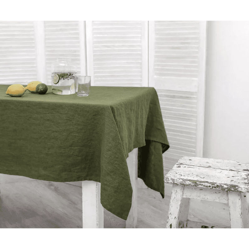 Premium Linen Tablecloth: Natural Fabric Dining Room Decor