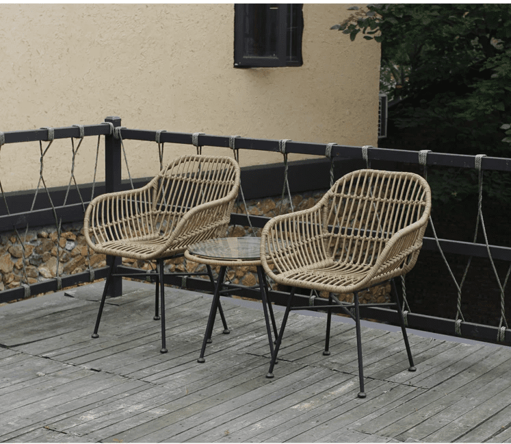 Japandi Dining Comfort: Rattan Armchairs (Natural Texture, Indoor/Outdoor)