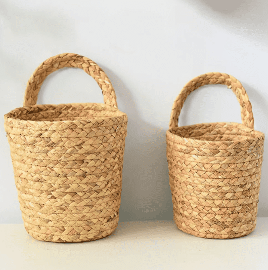 Japandi Organizer: Handwoven Rattan Basket for Plants & Storage