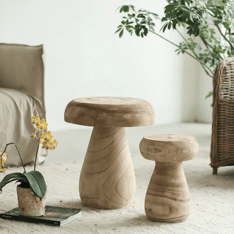 Nature's Sculpture: Solid Wood Stool (Wabi-Sabi Inspired, Organic Form)